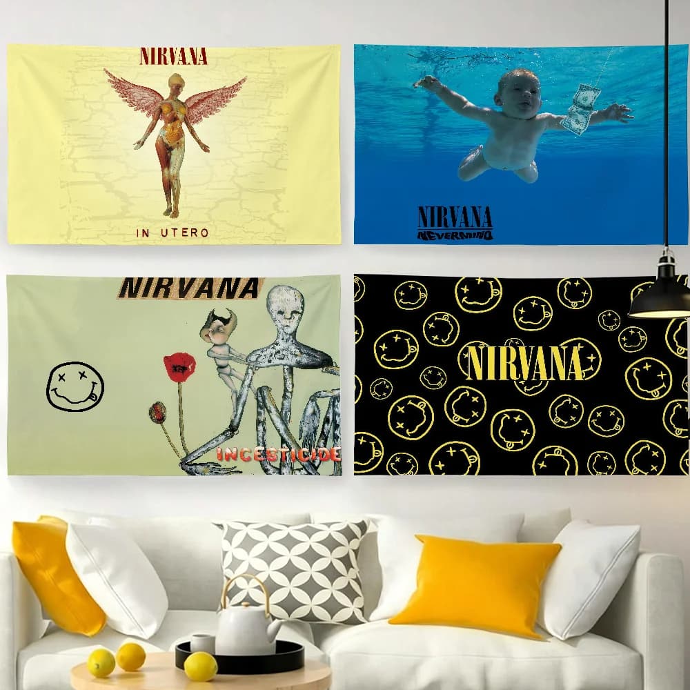 Band N-Nirvana-S flag For Garden Party Living Room Home Wall Decor Banner Bedroom Outdoor Tapestry