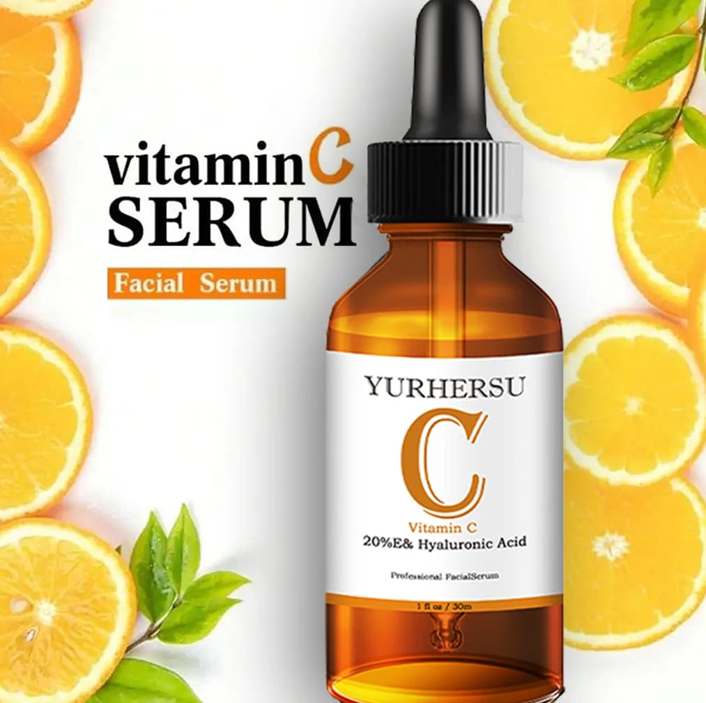 Vitamin C Serum 30ml Brightening Face Essence with Hyaluronic Acid, Hydrating & Moisturizing Skin Care Serum for Daily Use, Lightweight Fast Absorbing Facial Serum for Dull & Dry Skin, Glow Enhancing Skincare