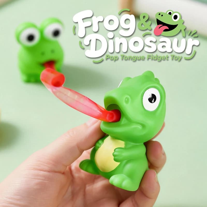 Divertente rana dinosauro giocattolo da spremere lingua adesiva creativa fuori giocattoli sensoriali animali per bambini agitarsi decompressione regali di Natale