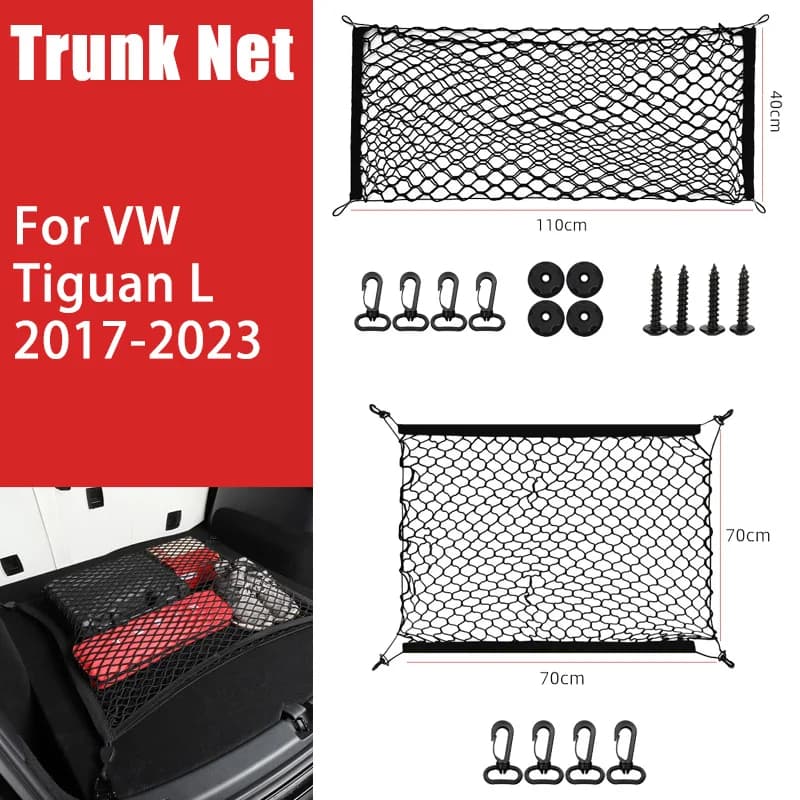 Car Trunk Net for Volkswagen VW Tiguan L Allspace 2017-2023 Rear Bag Cargo Storage Organize Elastic Pocket Mesh Car Accessories