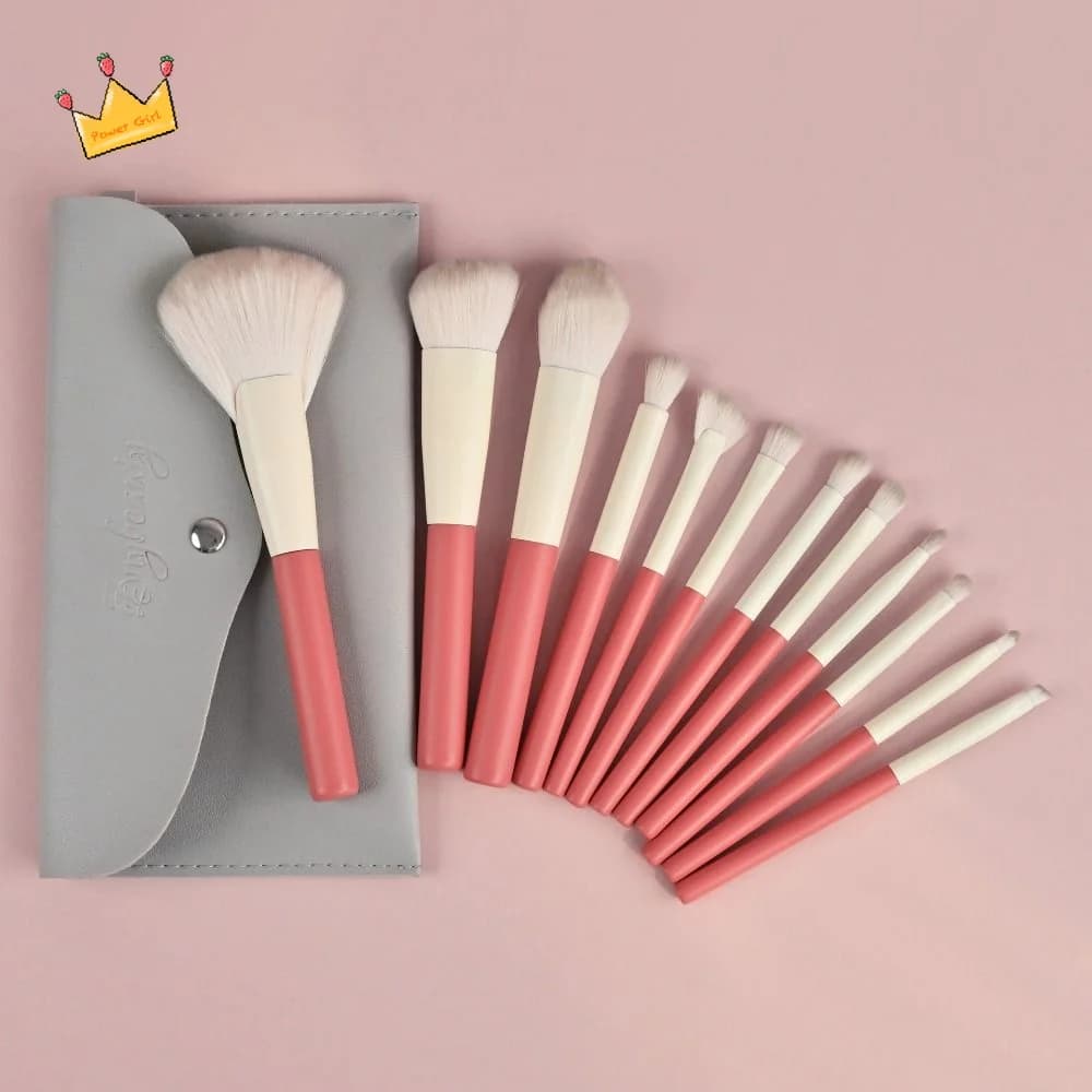 Set di Pennelli da Trucco Morbidi con Borsa Portaoggetti, Pennello per Fondotinta, Pennello Portatile con Manico in Legno per Ombretto, Strumento di Bellezza