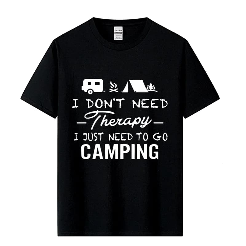 Maglietta da campeggio per terapia T-shirt da campeggio in cotone tenda da campeggio per roulotte maglietta a maniche corte di moda Camisetas Hombre Streetwear