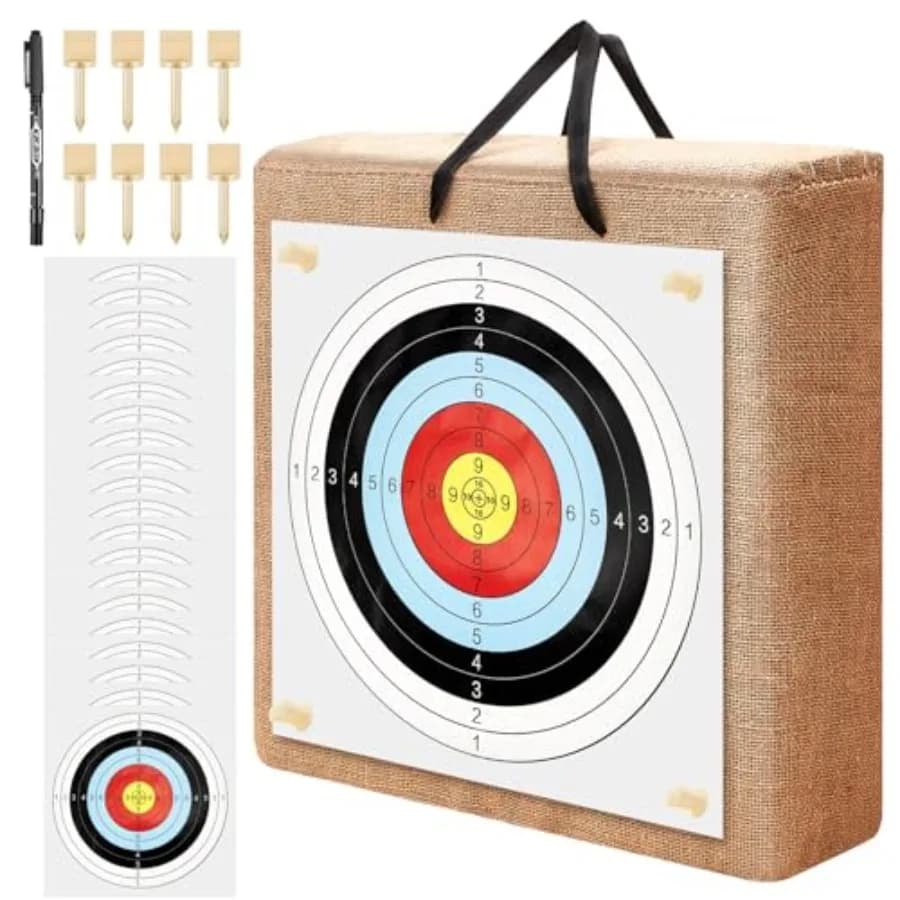 Bersaglio da tiro con l'arco in paglia da 20 pollici per adulti, per arco ricurvo, compound o longbow, 20 bersagli di carta per frecce, bersagli tradizionali per tiro con l'arco