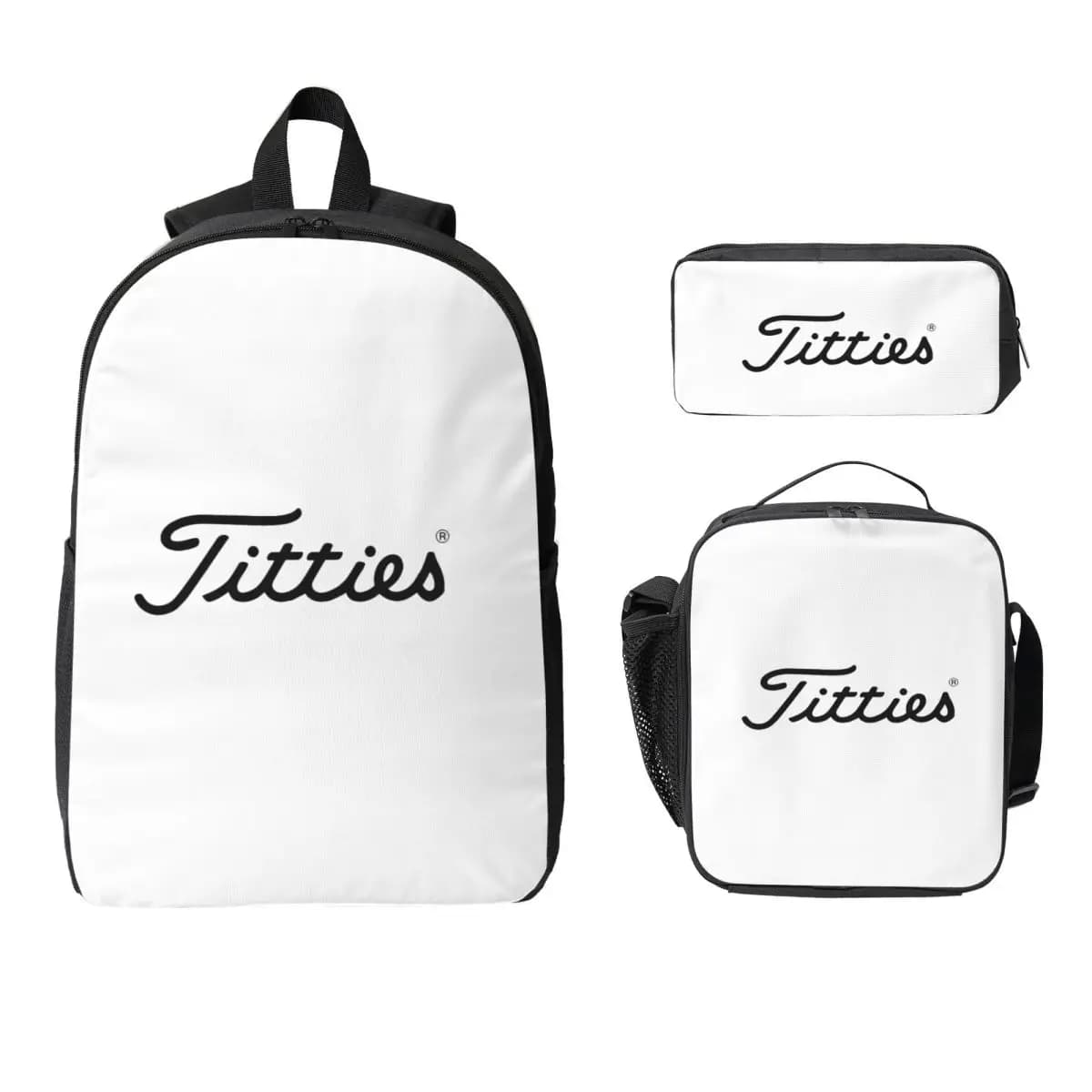 T-Titties Zaino per palline da golf Studente Ragazzi Ragazze BookBag Borsa da scuola Borse a tracolla per computer Borsa da pranzo isolata 3ps Astuccio