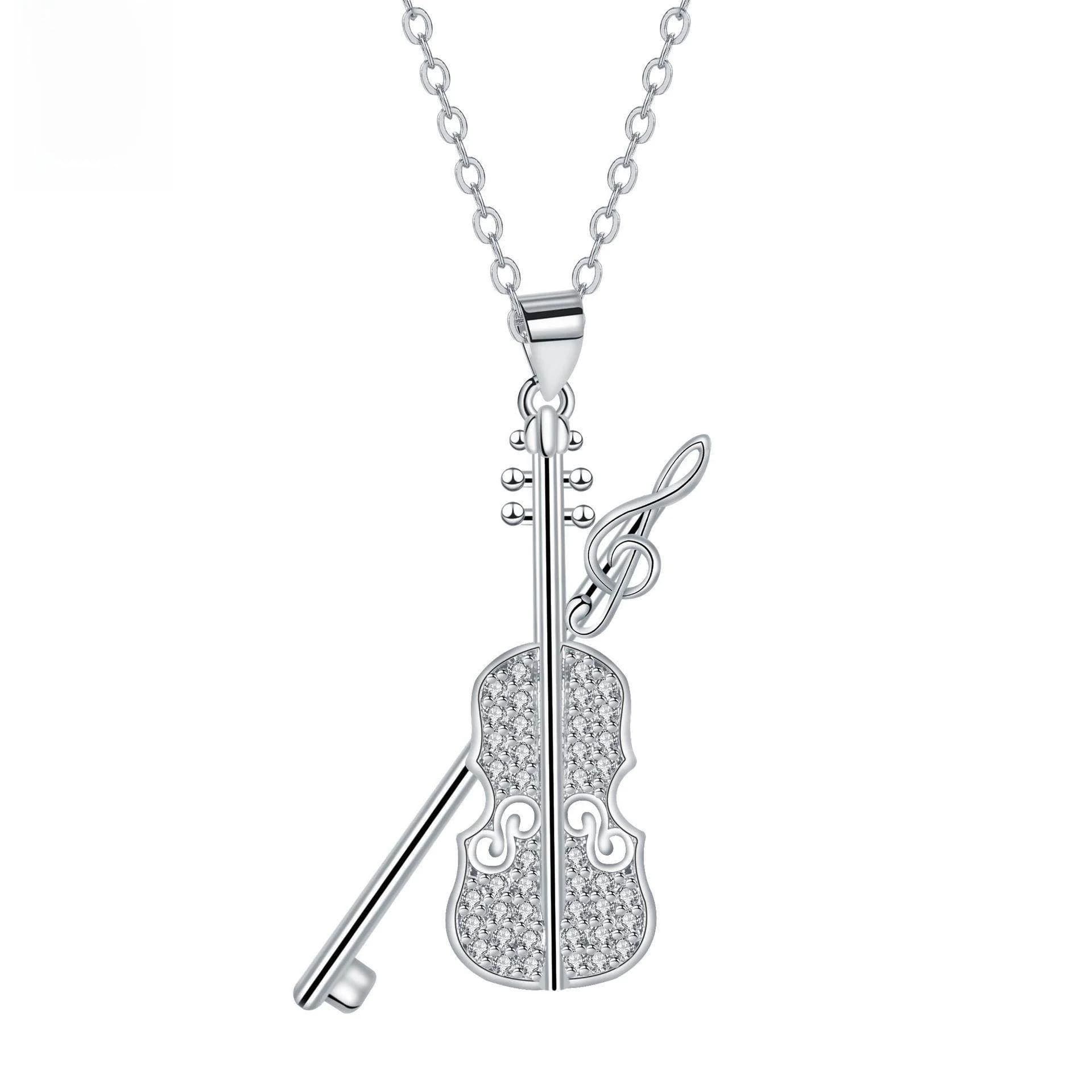 Vintage Fashion Violin Pendant Necklace, Elegant Women's Jewel, New Arrivals, Accessories Cartoonique Transfrontalieri