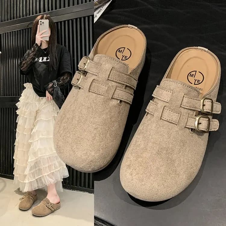 Zoccoli Oat Afternoon a doppia fibbia da donna, con suola spessa intrecciata, punta chiusa, soletta in memory foam, antiscivolo, calzature estive per tutti i giorni