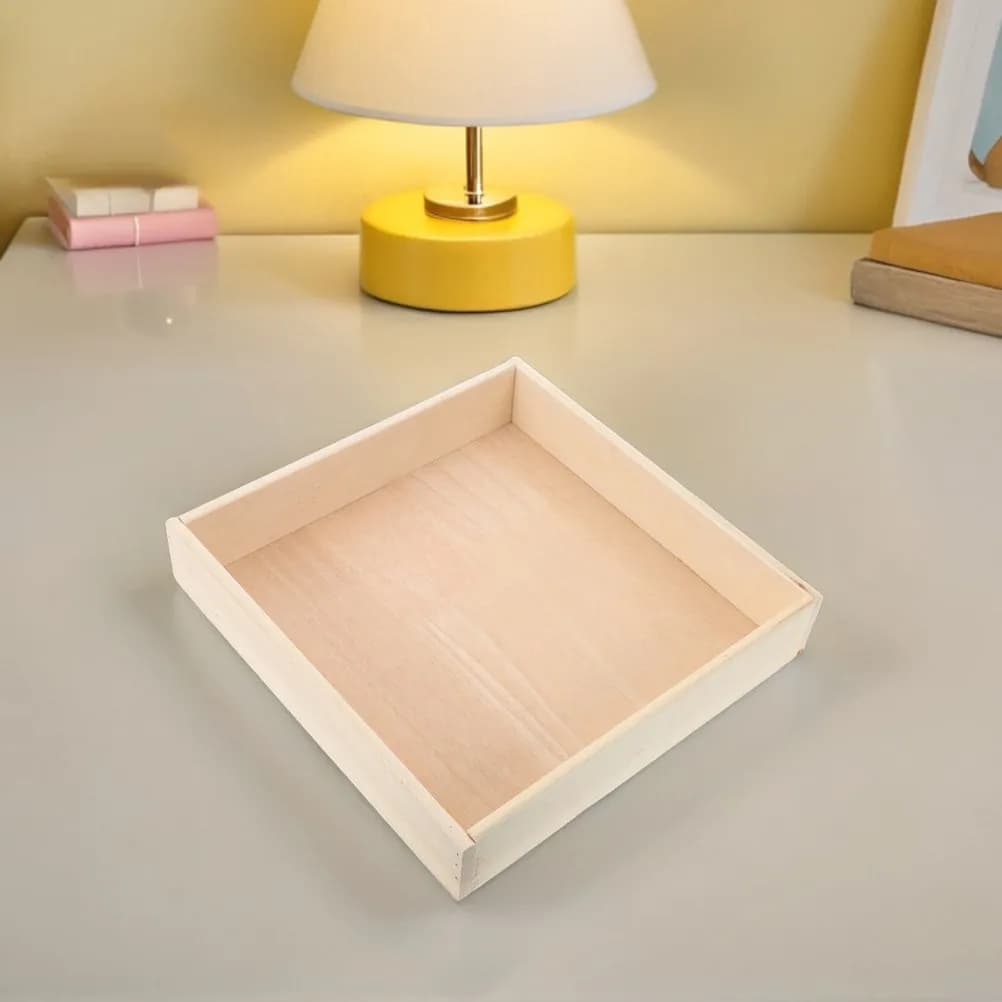Vasca di sabbia quadrata in legno per interni, cassetta Montessori per bambini, contenitore da scrivania per l'organizzazione della stanza dei giochi, sabbiera per bambini