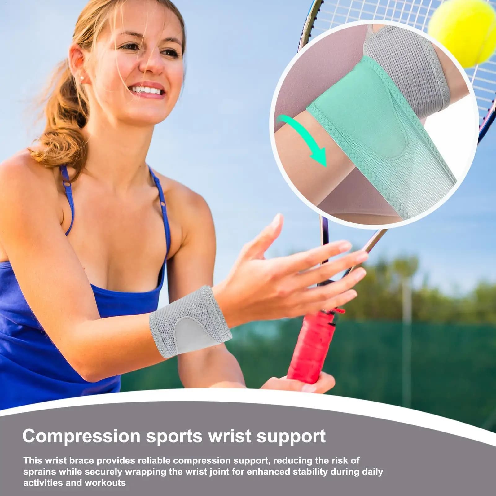 Stabilizzatore di supporto per polso a compressione per tutore da polso a compressione Comodo stabilizzatore per tutore di supporto per avvolgimento della mano per la digitazione di tennis