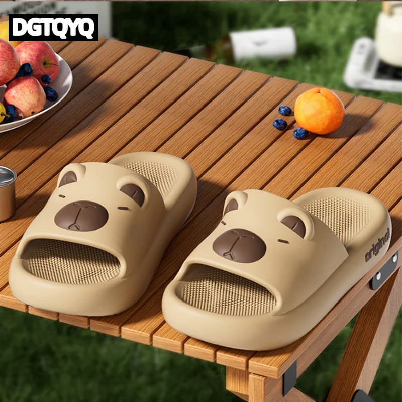 Capybara Cute Cartoon Slippers Sweet Indoor Outdoor Antislip Slides Thick Soft EVA Soles Kawaii Shoes