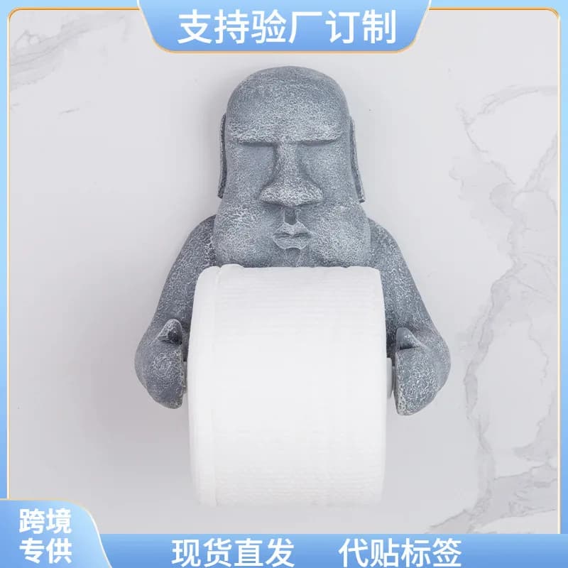 Portarotolo a forma di statua in pietra, contenitore creativo per carta igienica da bagno, porta rotolo da parete a forma di cartone animato, cilindro porta rotolo per homestay