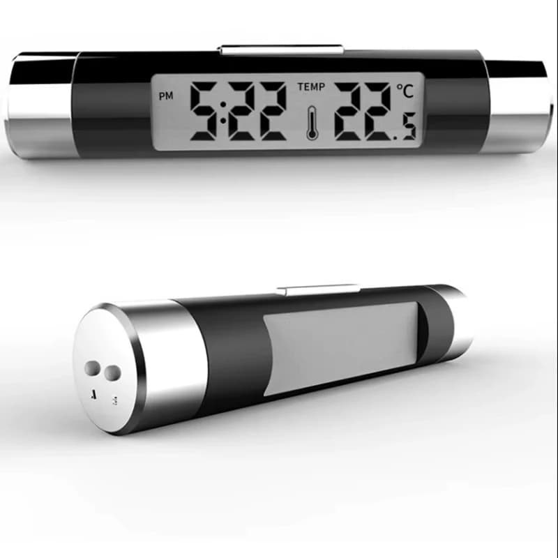 Termometro per Presa d'Aria Auto con Orologio Elettronico, Display Digitale LED e Retroilluminazione, Accessori per Auto