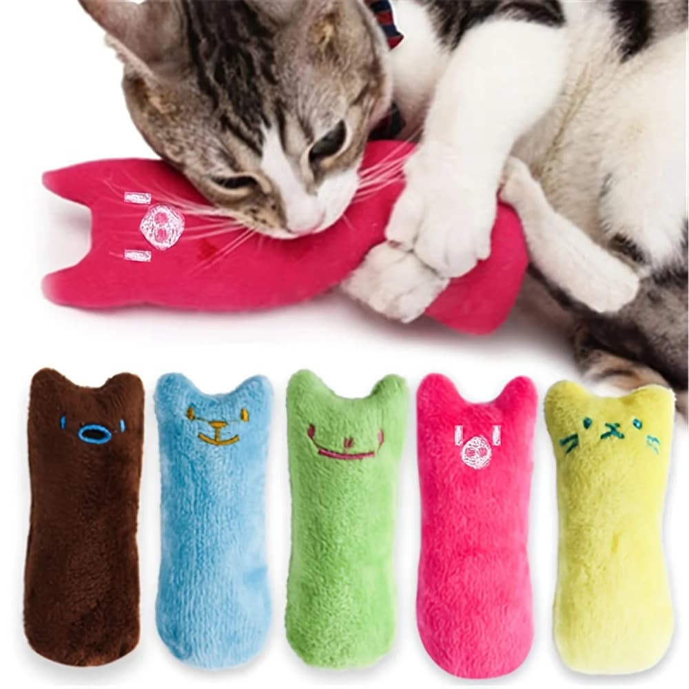 Giocattolo per Gatti con Cuscino in Peluche Sonoro, Marionetta da Dito in Peluche per Intrattenimento Autonomo, Accessorio Interattivo per Animali Domestici