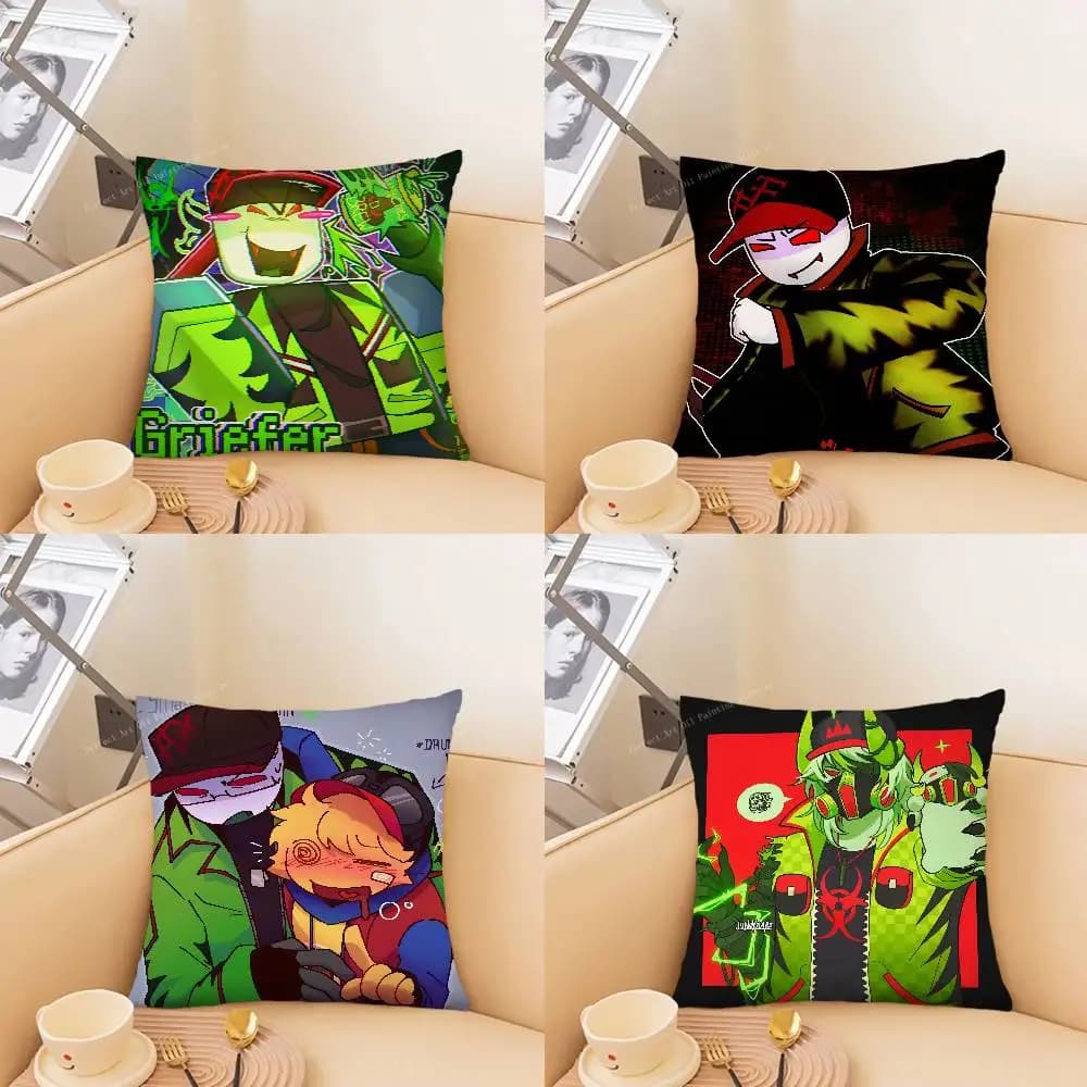 1 pz. Federa per cuscino quadrata alla moda Game B-block FUN Tales Griefer Anime, decorazione per camera da letto, divano, soggiorno, tempo libero