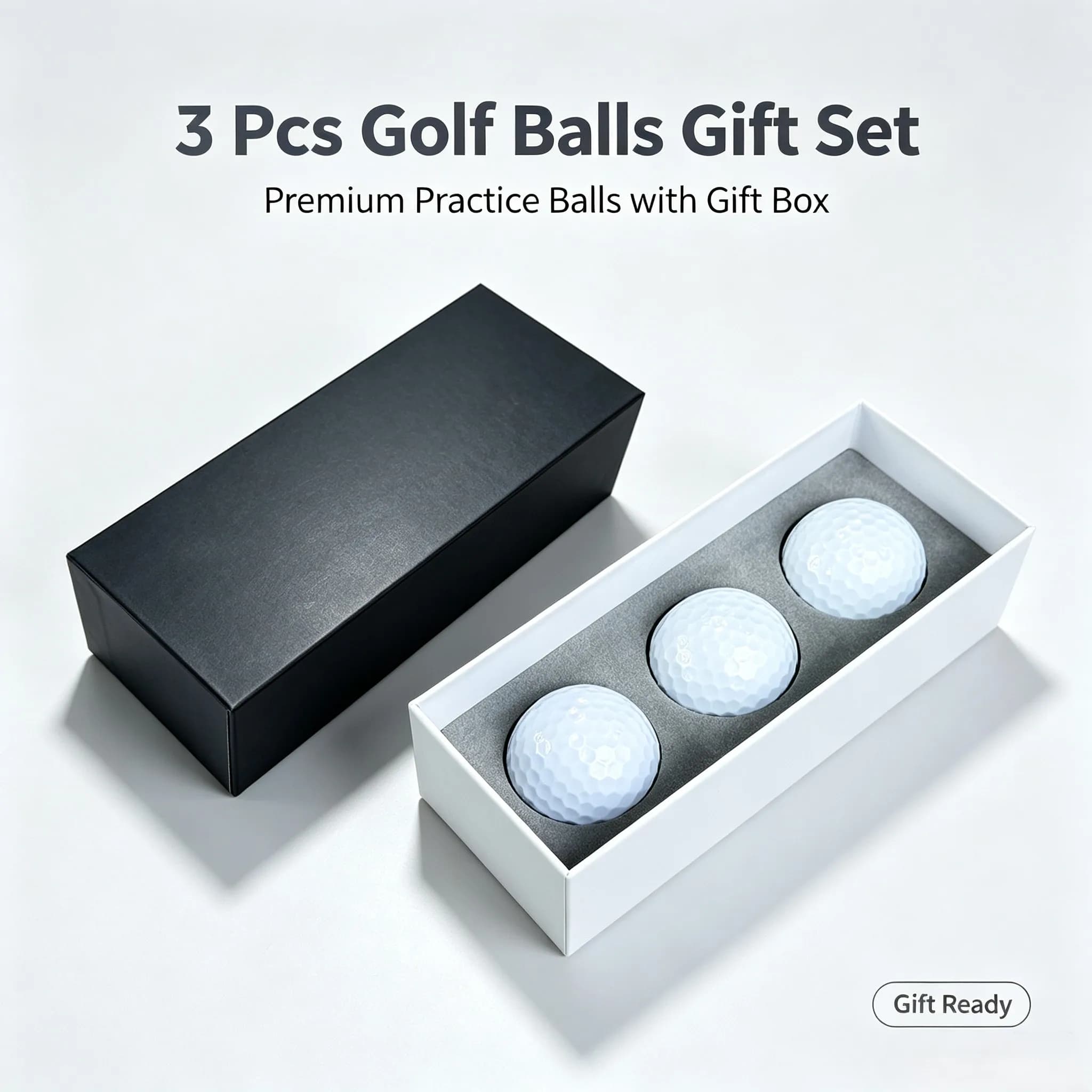 3 Pcs Golf Balls Gift Box Set Premium Practice Golf Balls Paper Gift Box Optional Carry Tote Bag Nice Present for Golf Lovers