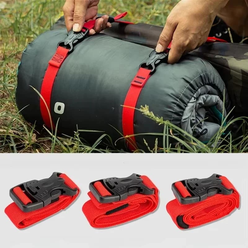 Cinghie di Fissaggio per Bagagli 0,6/1/1,5m, Cintura con Fibbia per Campeggio, Kit da Viaggio in Nylon, Cinghie di Ancoraggio per Carico