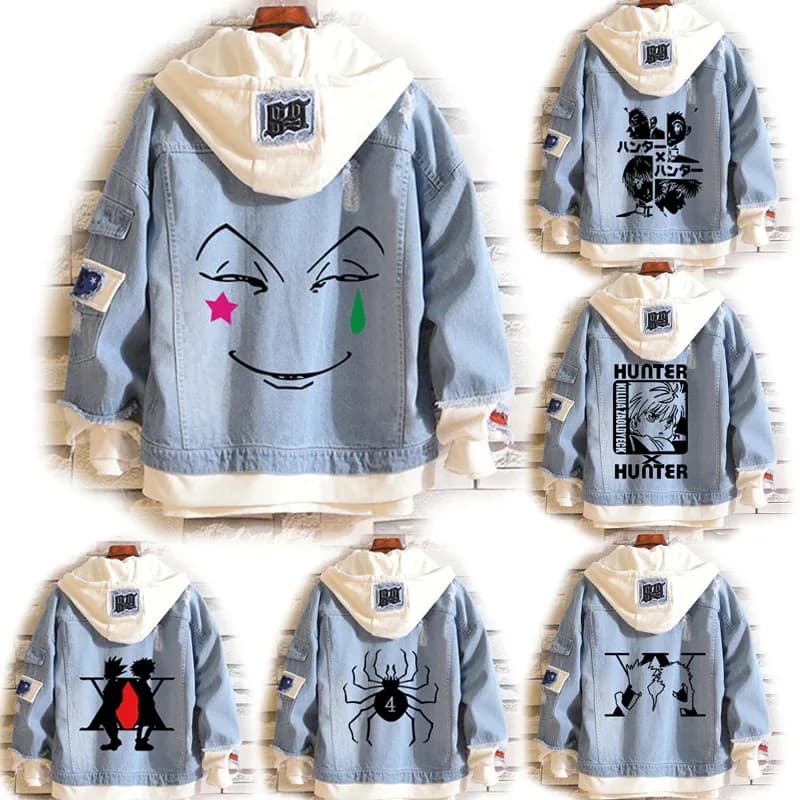 Anime Hisoka Costume Cosplay HUNTER×HUNTER Giacca di jeans Gon Freecss Coaplay Cappotti Killua Zoldyck Maglione con cappuccio Kurapika