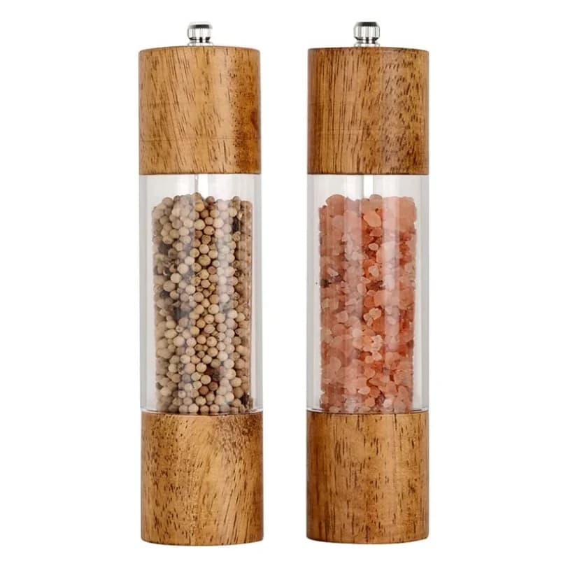 Set macina sale e pepe in acrilico premium Macina sale e pepe manuali Agitatori in legno con nucleo in ceramica regolabile 137