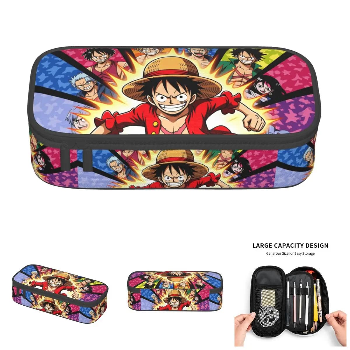 Astuccio portapenne Luffy One Piece Roronoa Zoro Nico Robin per ragazzi e ragazze, Nami Usopp Franky, borsa porta penne, accessori scolastici