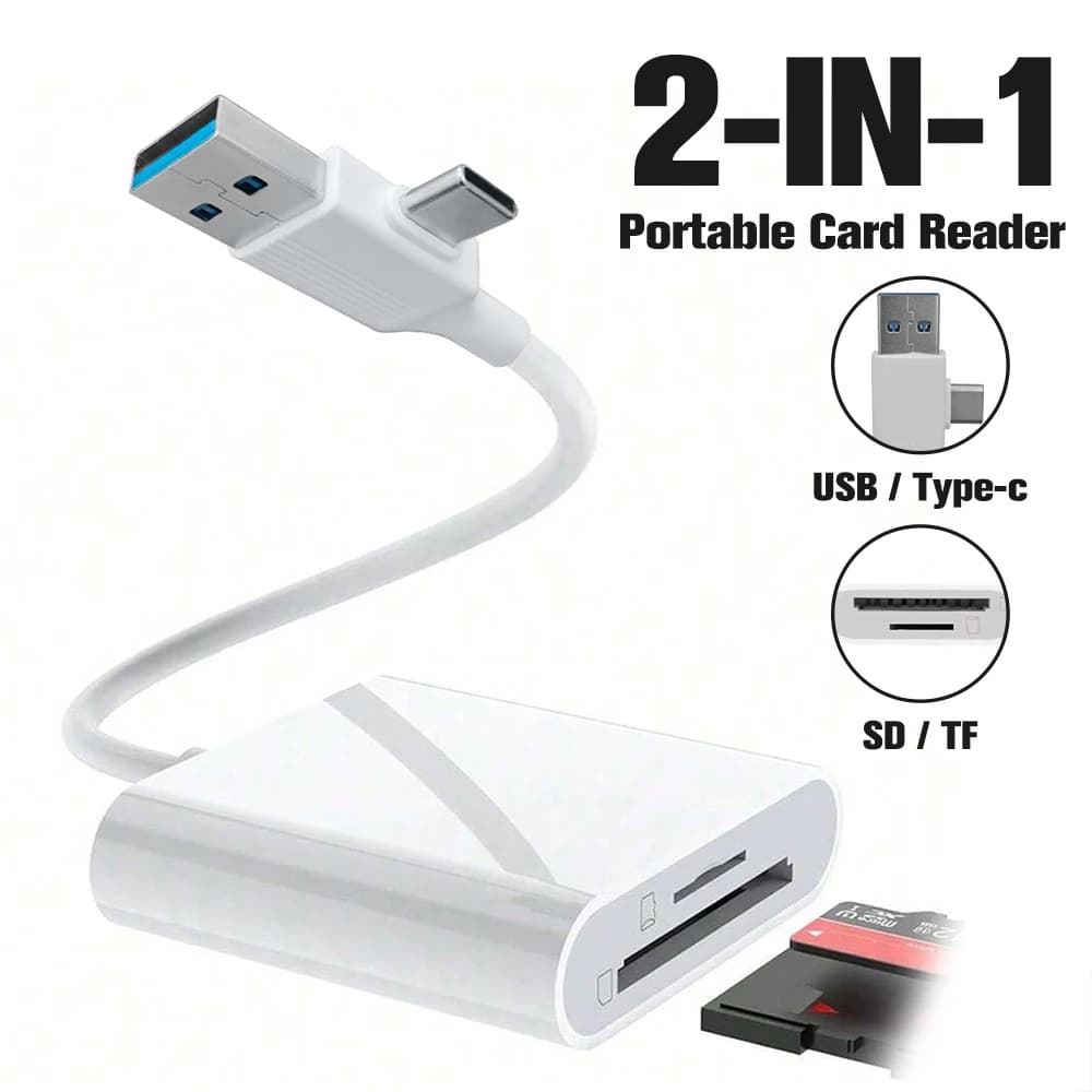 2 In 2 USB OTG Card Reader SD TF Memory Card Converter Portable Data Transfer Adapter For iPad Pro MacBook Tablets Smart Devices