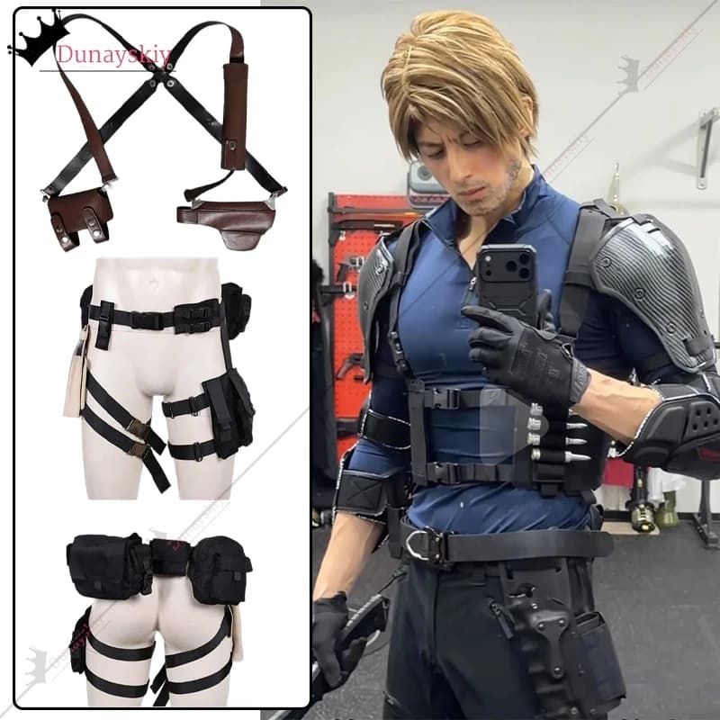 Cintura con Fondina per Costume Cosplay Fantasia Leon Scott, Accessorio per Costume da Gioco Hazard Bio Re9, Prop per Halloween da Uomo