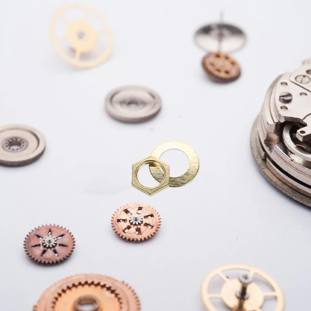 10 Set di Dadi e Rondelle per Orologi, per Meccanismi al Quarzo, Kit di Riparazione Fai-da-Te per Orologi da Parete, Accessori Affidabili in Metallo e Gomma