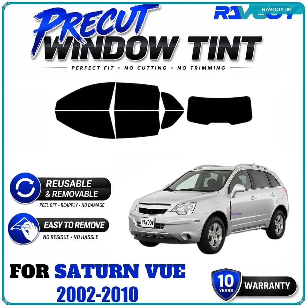 RAVOOY Precut Window Tint, Reusable Removable EPU Film, Custom Fit for Saturn VUE 2002-2010, UV Heat Protection