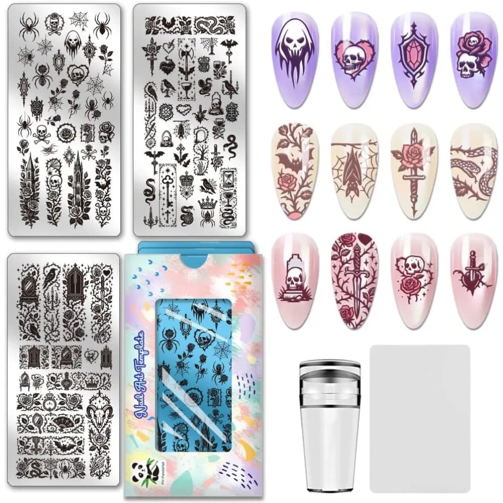 Set di 3 Stampi per Nail Art in Acciaio Inossidabile, Forme Rettangolari Miste 12x6cm, Strumento per Decorazione Unghie Fai-da-Te