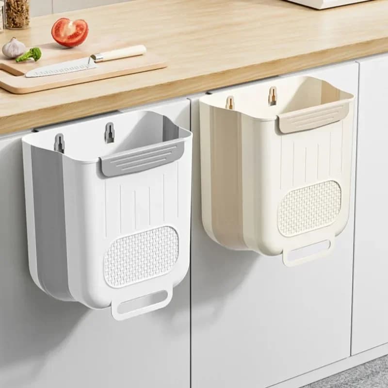 Pattumiera sospesa pieghevole da 5 litri 10 litri per porta dell'armadio da cucina, bidone per compost da cucina a parete per lo smistamento dei rifiuti alimentari