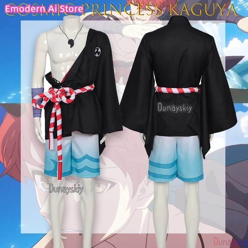 Long sleeve Cosmic Princess Kaguya Mikado Akira swimsuit, anime costume for fan, set with belt, sexy Halloween costume for man