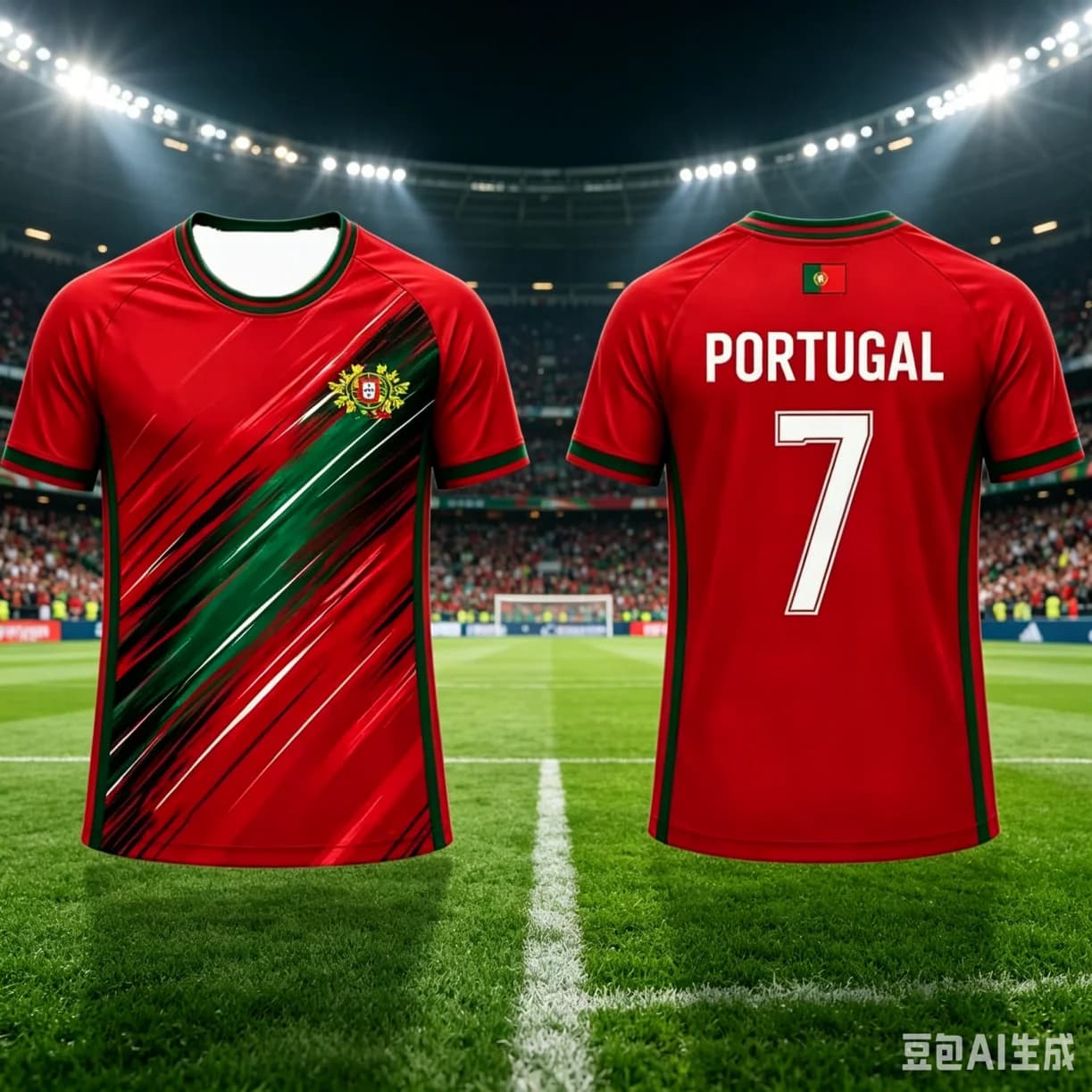 Portugal 7 Soccer Jersey Men Breathable Quick Dry Football Shirt Red Green Brush Print Sportswear Fan Edition Training Tees