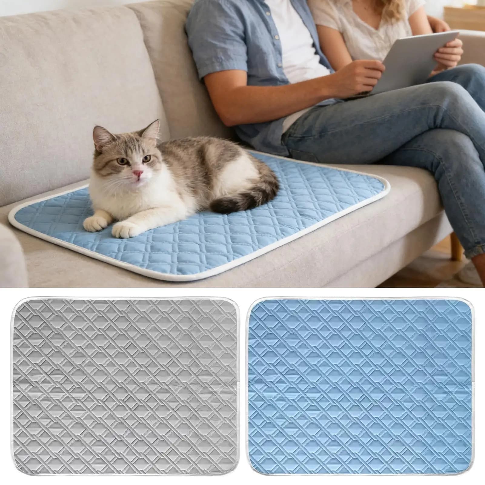 Self Cooling Pad for Dog 45x35cm Sweat Absorbent Soft Sleeping Mat for Small Medium Large Dogs Kitten Crate Carrier Travel Pads