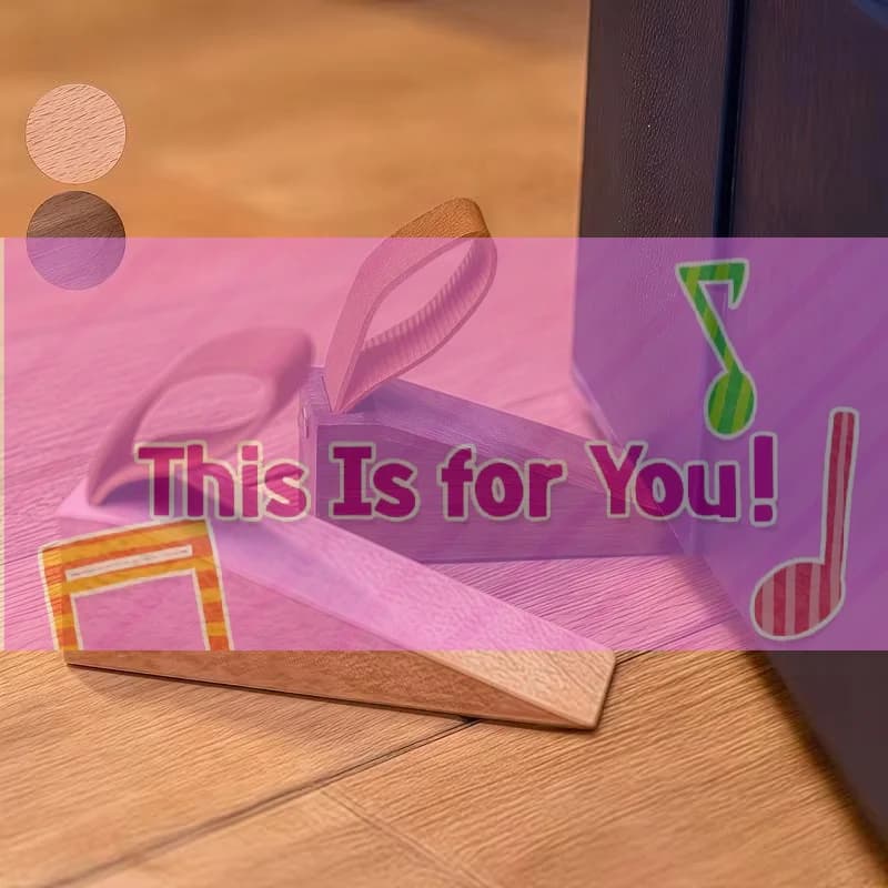 Fermaporta in Legno Massello Antiscivolo con Corda in Pelle, Protezione Bambini, Cuneo Anti-collisione, Decorazione Creativa per Porte, Faggio/Noce Nero
