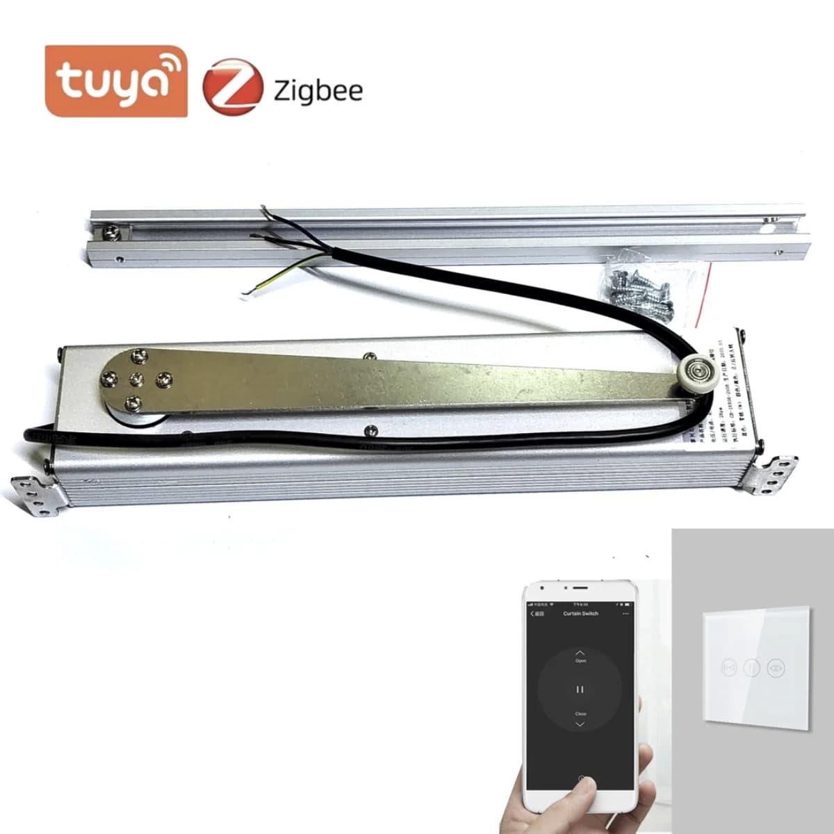 Apriporta/avvolgitore elettrico articolato automatico 220VAC compatibile con Tuya WiFi o app Tuya Zigbee