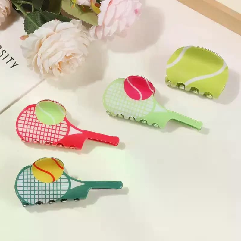 Fermaglio per Capelli a Forma di Racchetta da Tennis con Acido Acetico, Design alla Moda, Accessorio Carino per Donne e Ragazze