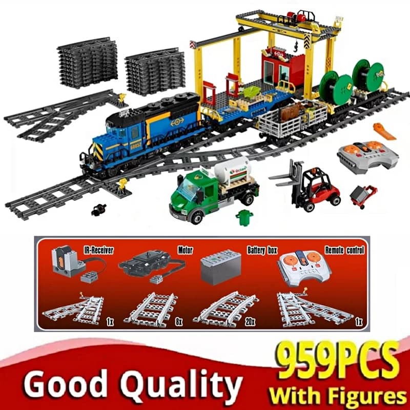Compatibile con 60052 Treno Merci, Blocchi da Costruzione NUOVI MOC, Treno Espositivo, Giocattolo in Mattoncini, Modello Telecomandato, Regalo di Natale 02008