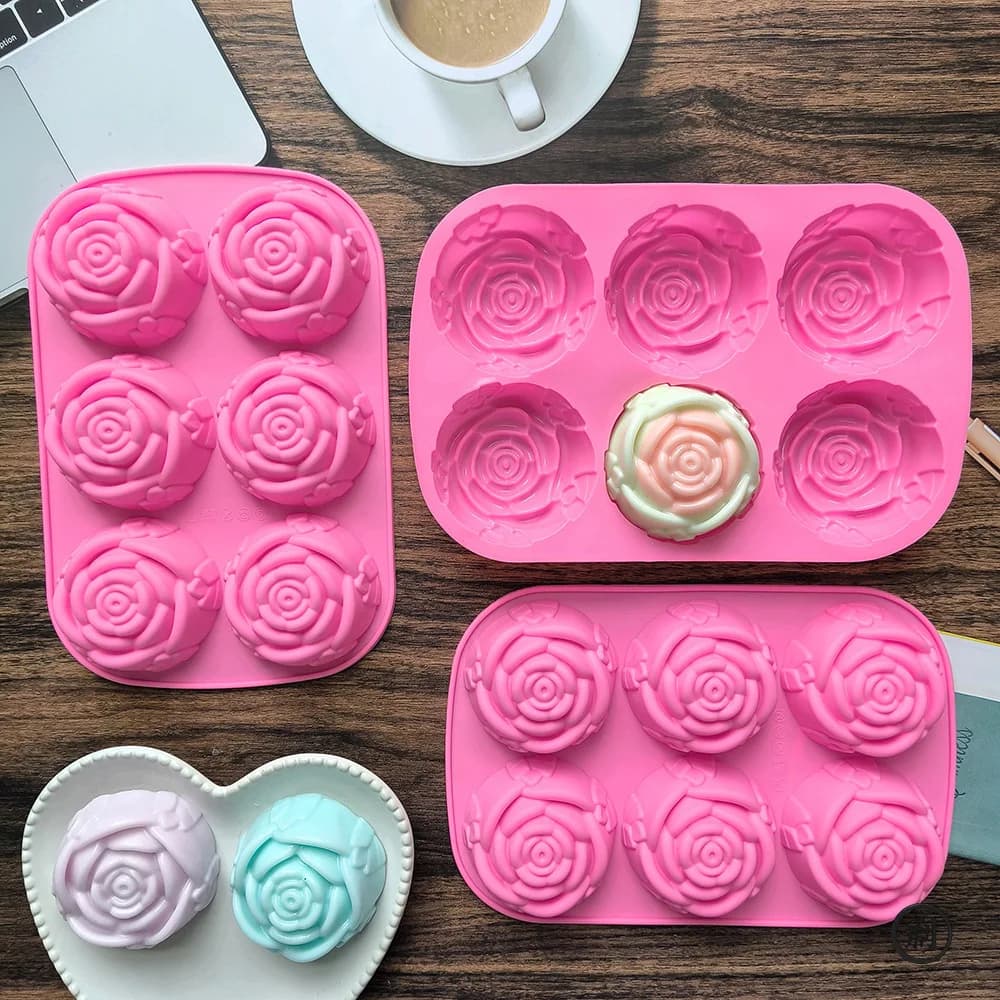 Stampo in silicone a forma di cuore con 6 fori per sapone fatto a mano, candele, torte, cioccolato, utensili per la cottura fai da te, stampo per cubetti di ghiaccio.