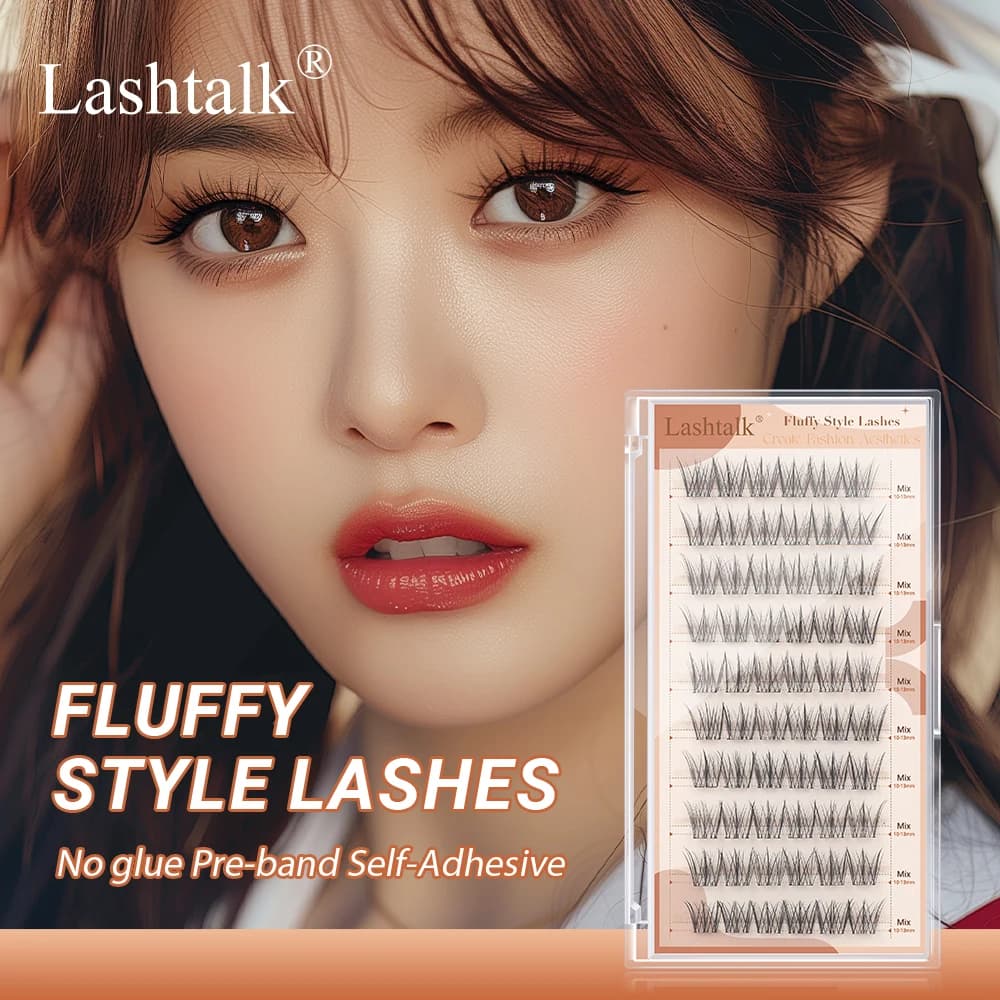 Lashtalk 1 scatola stile soffice autoadesivo ciglia fai da te anime grappole naturali 60 grappole senza colla e rimozione bisogno di una pressa in un solo passaggio