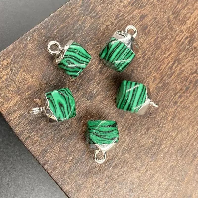 Ciondolo in Pietra Naturale 12x8-10mm, Pendente Ottagonale Sfaccettato Placcato Oro, per Collana, Fermaglio per Capelli, Bracciale, Orecchini Fai-da-Te, 1 Pezzo