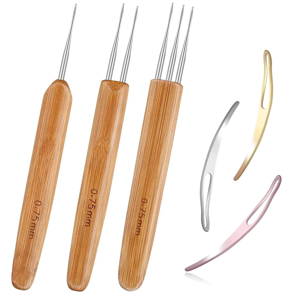 6 Pz/set 0.5mm/0.75mm/1.0mm Dreadlock Uncinetto Aghi Per Uncinetto In Legno Dreadlocks Per Capelli Strumento per Treccia Artigianale