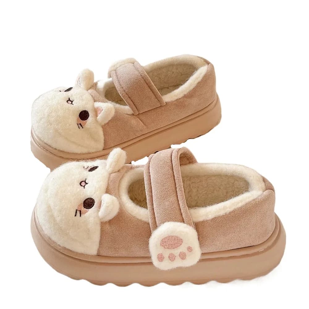 Simpatico cartone animato zampa di gatto scarpe Kawaii antiscivolo spesse pantofole calde suola spessa Homewear scarpe da pavimento in peluche ragazze