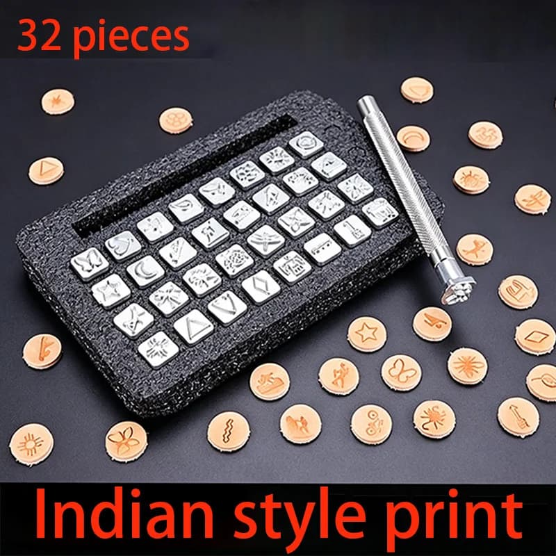 Zinc Alloy Printing Stamp Punch Tools Set Leathercraft Hole Punching Tools Kit DIY handmade leather carving movable type seal