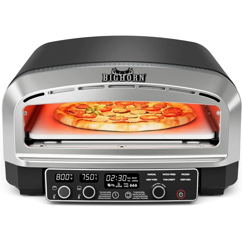 Forno Elettrico da Banco per Pizza da 14 Pollici con 6 Preimpostazioni, Perfetto per Casa o Cucina, Include Pietra Refrattaria e Pala per Pizza, S