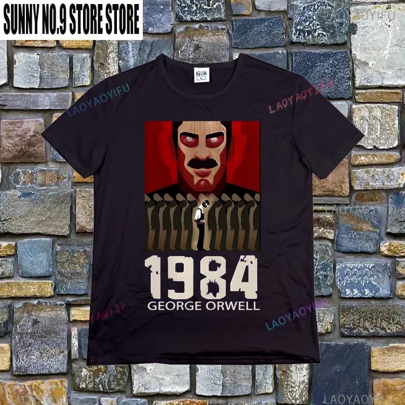Men's Vintage 1984 George Orwell Printed T-shirt 2023 Summer Men's Harajuku Casual Fashion Vintage Top
