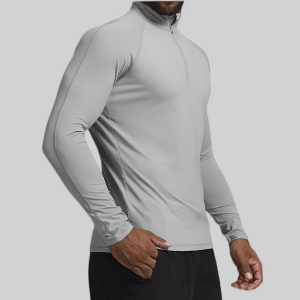 Men Sportswear Fitness Shirts Slim Long sleeve Gym T-shirt Running Half-Zipper Top Tee Quick-Dry Training Compression Sweatshirt