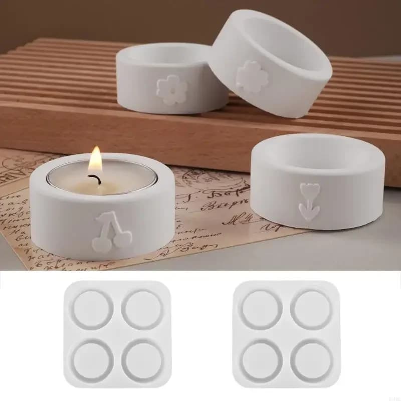 DIY Silicone Candlesticks Molds Cylindrical Flower Love Teapot Design Candle Jar Making Mold for Home Craft