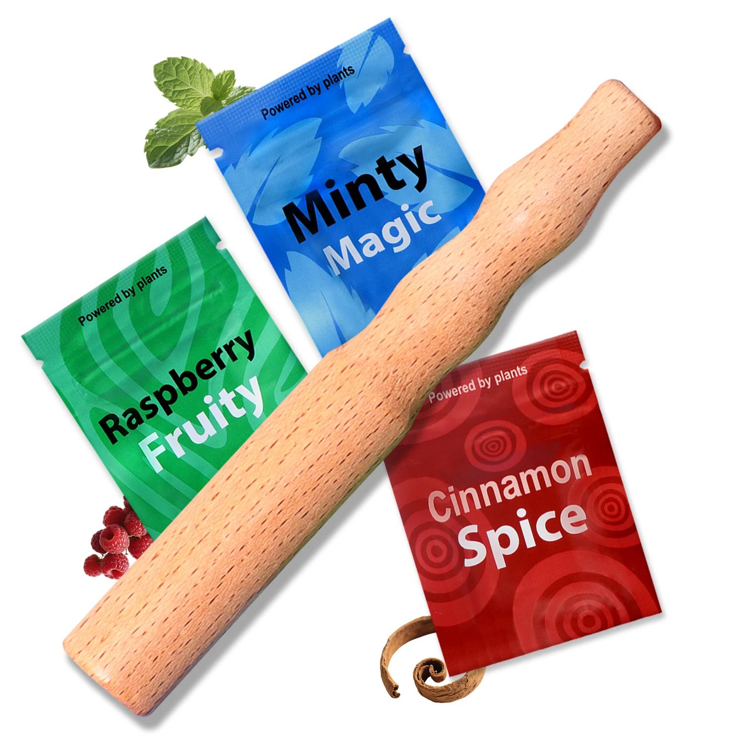 Bastone per smettere di fumare Inalatore in legno con nuclei di aromaterapia aromatizzati Aiuto per smettere di fumare senza nicotina Sollievo dalla cravatta senza fumo