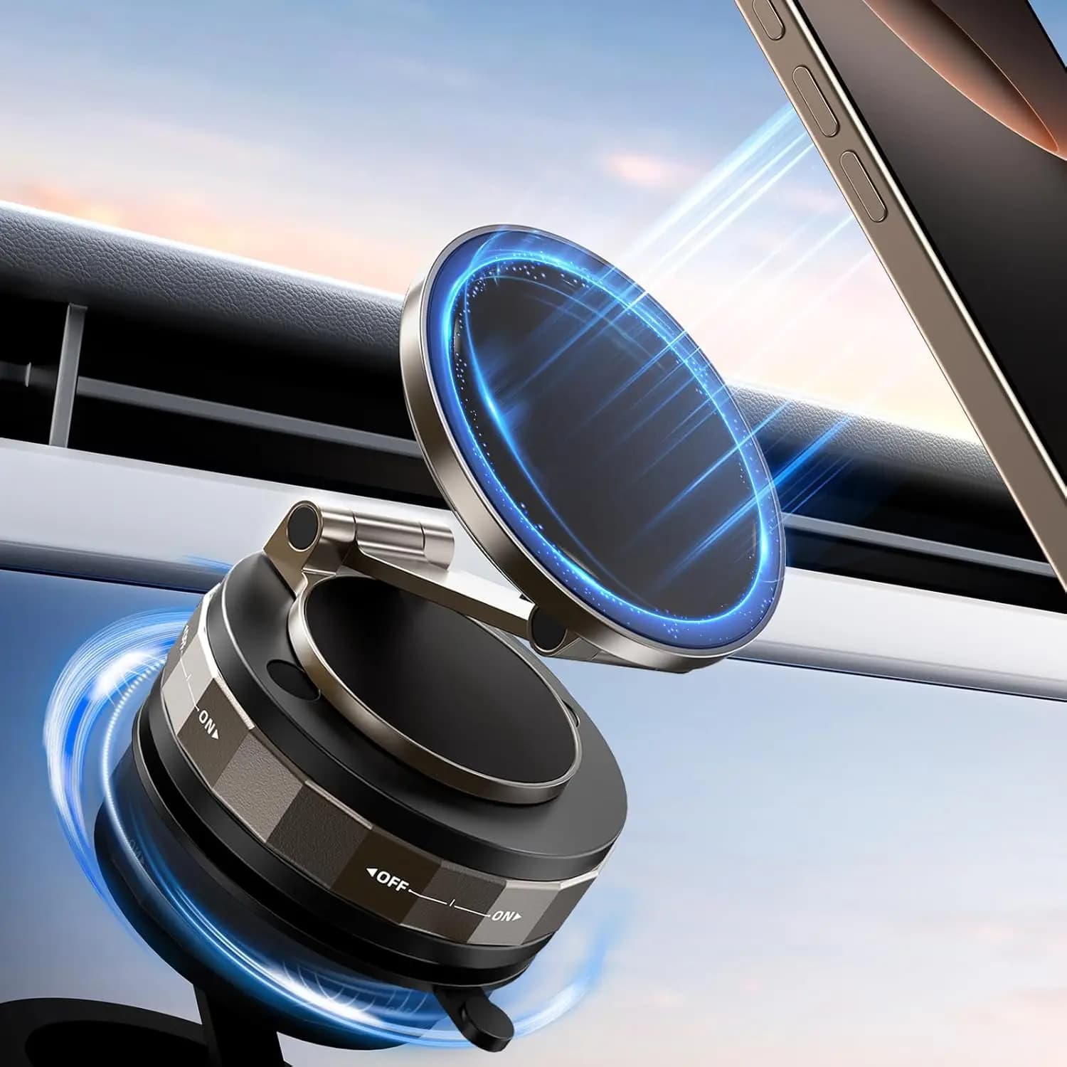 Supporto Magnetico per Telefono da Auto (2 Pezzi) - Versione Migliorata a 360° ° Supporto per telefono regolabile con ventosa in nano gel per MagSafe, auto/palestra/cucina