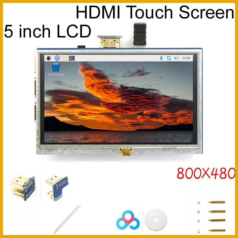 NEW 5 Inch IPS LCD HDMI 800 x 480 Capacitive Touch Screen LCD Display Suitable For Sony PS4/Raspberry Pi/PC/Banana Pi B/ B+4B