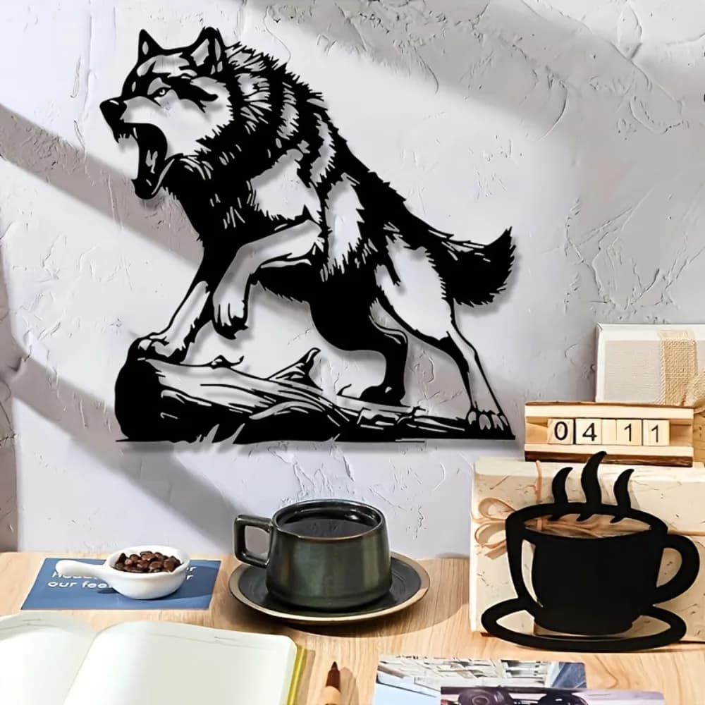 1pc Wolf Metal Wall Art, Rustic Iron Hook for Cabin Lodge Decor