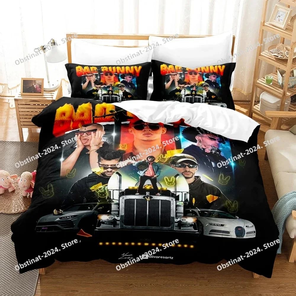 2025 Popolare set biancheria da letto Bad Bunny Un Verano Sin Ti stampato con federa copripiumino letto singolo matrimoniale Queen Super King Size